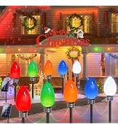 10 Pack Jumbo C9 Solar Christmas Lights, Large Bulbs Waterproof Outdoor Christmas Decorations, So...
