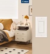 Amico 30 Pack Single Pole Light Switch with Wall Plate, UL Listed, 15A 120/277V, On/Off Rocker Pa...