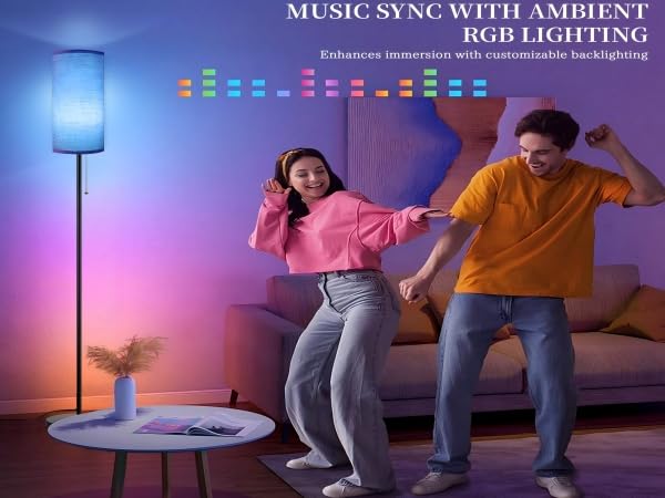 Corner Floor Lamp LED Lamp Smart Remote Control Music Standing Lamp Bedroom Living Room Gaming