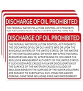 4 Pack Discharge Of Oil Prohibited Sign Stickers, No Oil Discharge Caution Notice Labels for Wast...