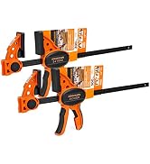 JORGENSEN 2-pack Ratchet Bar Clamps Set, Medium Duty, 12-inch One Hand Clamp, E-Z Hold Expandable...