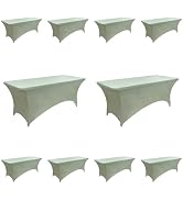 ZarzaaSik 10-Pack 6ft Spandex Table Covers for Rectangle Standard Folding Tables - Wrinkle Resist...