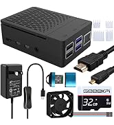GeeekPi Raspberry Pi 4 Case with PWM Fan, 18W 5V 3.6A Raspberry Pi 4 Power Supply, Heatsinks, 32G...