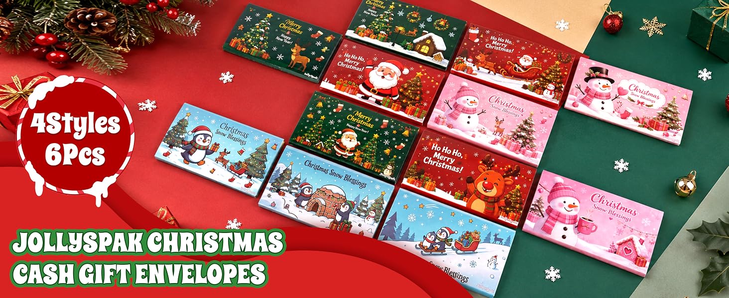 6Pcs Christmas Money Holders for Cash & Gift Card Holders