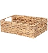 Water Hyacinth Storage Basket - Small Rustic Rectangle Woven basket Organizer with Handle for Hom...