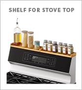 SpaceAid Bamboo Stove Top Magnetic Shelf with Labels, Kitchen Organizer Over the Stove Spice Rack...