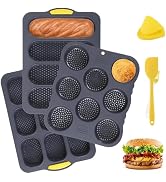 Set of 6 Hamburger Bun Pans for Baking, 4/8/9-Cup Hamburger Bun Mold, Silicone French Bread Bakin...
