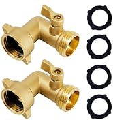 EZtar 90 Degree Garden Hose Elbow with Shut Off Valve - RV Water Hose Connector Brass Fitting for...