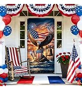 Patriotic Independence Day Door Cover Banner, 35.4 x 70.8 Inch American Eagle Front Door Cover wi...