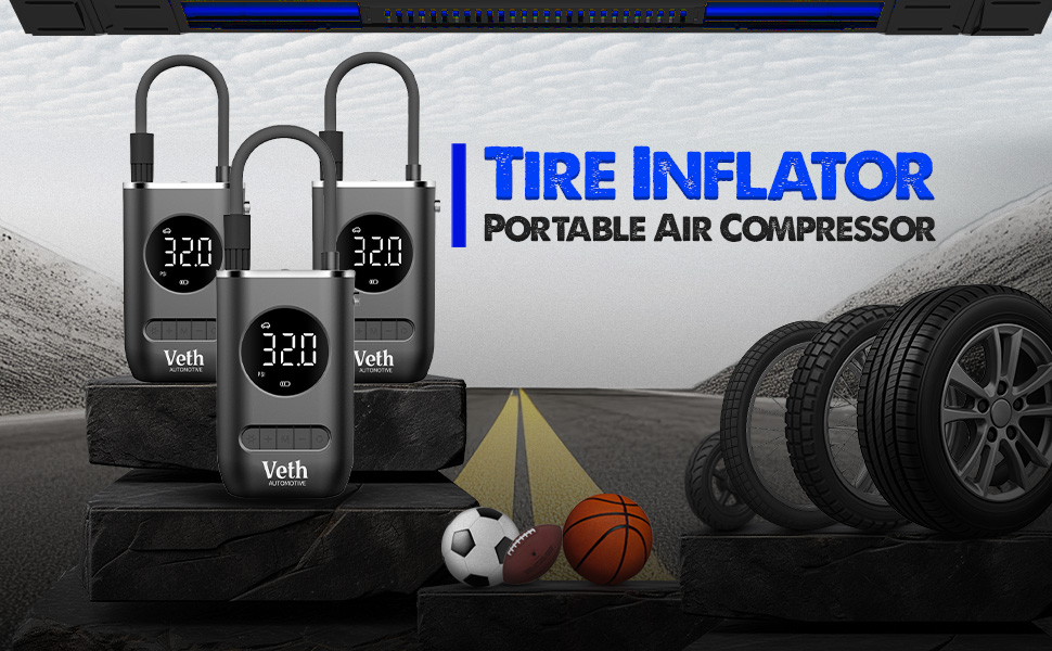 veth automotive tire inflator portable air compressor
