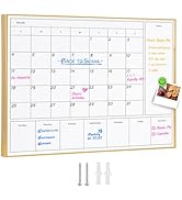 Aitakatta 3-in-1 Dry Erase Calendar for Wall with Golden Aluminum Frame, 17x 13 inches Magnetic M...