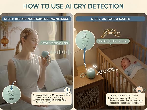 Portable Sound Machine with AI Cry Detection White Noise Machine
