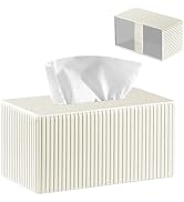 PUSU Plus Rectangular PU Leather Tissue Box Cover with Buckle Bottom - Modern Facial Tissue Dispe...