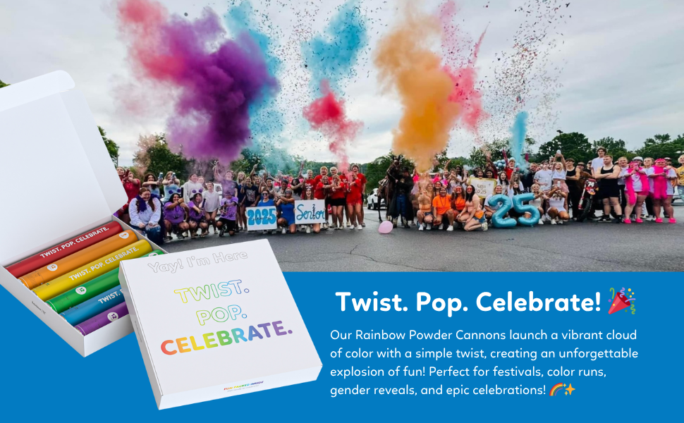 powder cannon celebration outdoors colorful rainbow