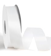 LaRibbons White Stiff Floral Satin Ribbon 1.5 Inch x 100 Yards, Waterproof Polypropylene Ribbon f...