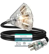 12 Gauge Outdoor Extension Cord 3 Outlet, 12/3 SJTW Heavy Duty Power Cord | 3-Prong Grounded Plug...