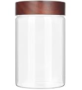 Custde 28 FL oz/850ml Glass Jar with Airtight Wooden Screw Lid, Thick Borosilicate Glass Storage ...
