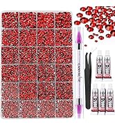 Canvalite 28000PCS Resin Jelly Rhinestones for Crafting,Red Flatback Gems, Bedazzling Crystal wit...