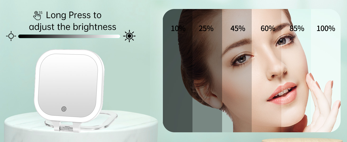 travel magnifying mirror with light