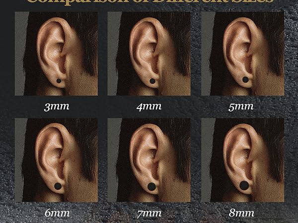 Black Stud Earrings for Men Women Faux Gauges Ear Tunnel Fake Gauge Earrings