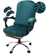 NeColorLife Velvet Office Chair Cover with Armrest Covers Stretchable Oversized Desk Chair Cover ...