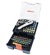 Inwell 58pc ¼” Mini Ratchet Wrench Set with Color Coded Bits, Sockets, and Compact Storage Case