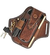 Tourbon Leather Cell Phone Holster Pouch Case Tool Multitool Sheath Flashlight Slot Holder & Keyc...