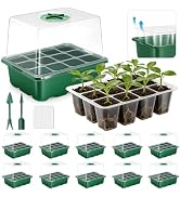 joyhalo 10 Packs Seed Starter Tray 120 Cells Total, Thicken Seed Starter Kit with Humidity Dome, ...