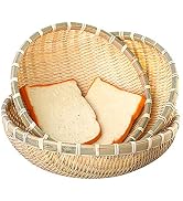 Cedilis 3 Pack Bamboo Basket Tray, Wicker Bread Basket, 100% Natural Handmade Woven Fruit Basket,...
