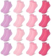 GENTABY 16 Pairs Toddler Socks for Girls Ankle Socks - Soft Low Cut No Show for Kids Aged 1-13