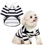BAEJMJK Cute Dog Shirt Boy Girl Dog Clothes Striped Collared Polo T-Shirt for Small Medium Dogs C...