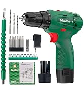 NEWBEAT Power Drill Set, 12V Cordless Drill with 2 Battery and Charger, 2 Variable Speed, 18+1 To...