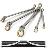 DURATECH Extra Long Anti-Slip Flex-Head Ratcheting Wrench Set, 5-Piece, SAE | Double Box End, 1/4...