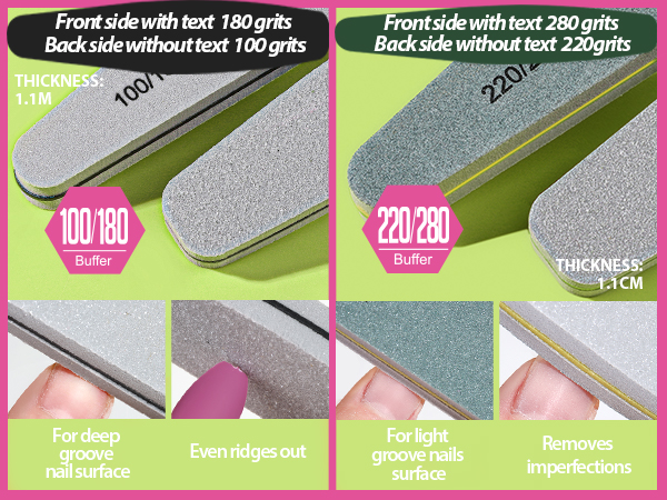 240 grits nail file and 1000/4000 grits nail buffer