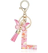 OKAICEN Fashion Alphabet Initial Letter Keychain Tassel Butterfly Pendant Key Ring for Purse Hand...
