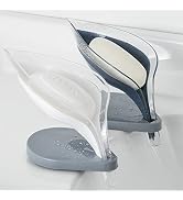 100% Self Draining Bar Soap Holder by SUBEKYU, Leaf Soap Dish for Shower/Bathroom, Waterfall Drai...