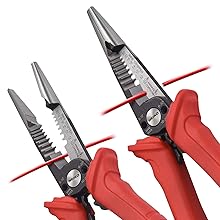 wire stripping stripper cutting cutter gripping crimping needle nose plier electrician insulated non