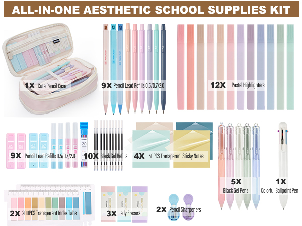 All in one college school supplies kit