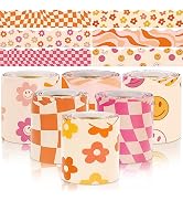 Whaline 196.8ft Boho Bulletin Board Borders Daisy Flower Checked Die-Cut Bulletin Board Stripes R...