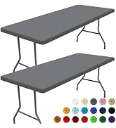 Moosfor Spandex 6 Foot Rectangle Table Cloth 2 Pack, Elastic Fitted Tablecloths for Picnic, Stret...