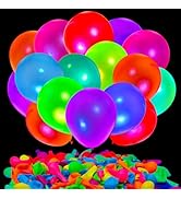 80 Pcs UV Neon Balloons, Neon Glow Party Balloons UV Black Light Balloons Glow in the Dark for Bi...
