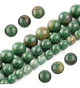 Filluck Natural Stone Beads African Jade 8mm Polished Round Smooth Green Gemstone Beads for Jewel...