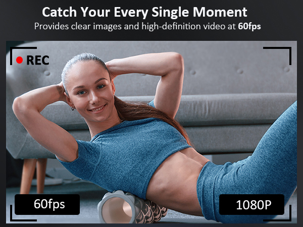 Inside the camera a woman is doing yoga