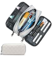 Della Gao Large Pencil Case, Large Capacity Pencil Pouch with 3 Compartments, Office Pencil Bag w...