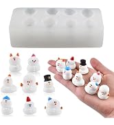 Cute Mini Snowman Figurines Silicone Mold Micro Christmas Dollhouse Tiny Things Epoxy Casting Mol...