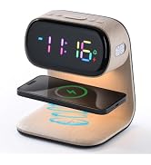 WILIT Digital Alarm Clock with Wireless Charging for Bedroom,Colorful LED Display,Dimmable Night ...