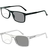 Myfeasy 2 Pack Photochromic Bifocal Reading Glasses for Women Men Blue Light Blocking Clear Top T...