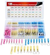 Nilight - 50006R 135 PCS Heat Shrink Wire Connectors - Electrical Terminals Kit - Marine Automoti...