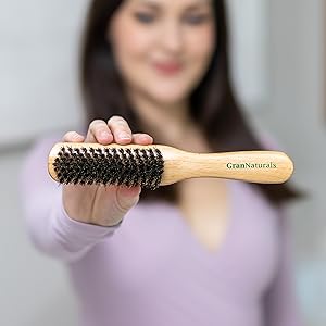 GranNaturals Boar Bristle Slick Back Hair Brush