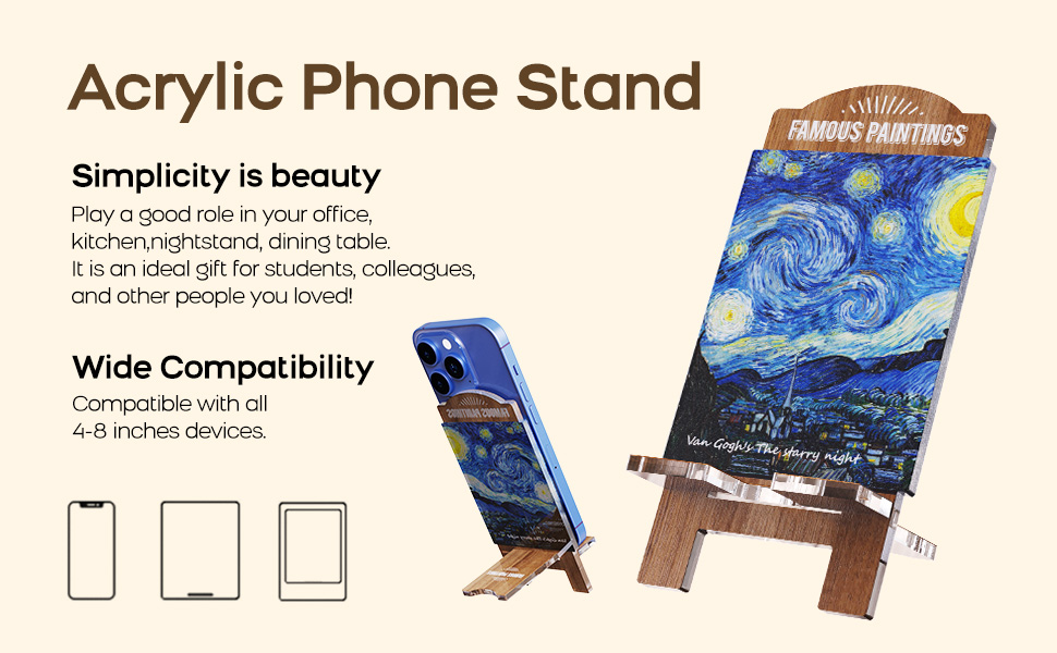 Artistic acrylic printed phone stand introduction